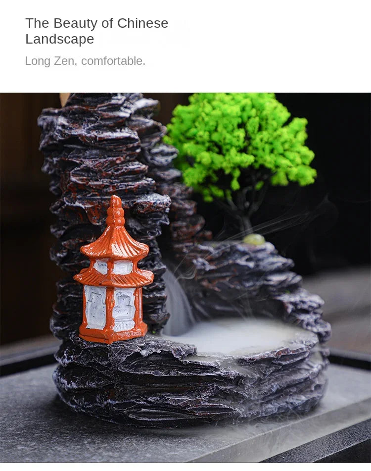 2024 Resin Reflux Incense Burner Tower Sandalwood Decoration Home Indoor Aromatherapy Mosquito Repellent Incense Burner Ornament