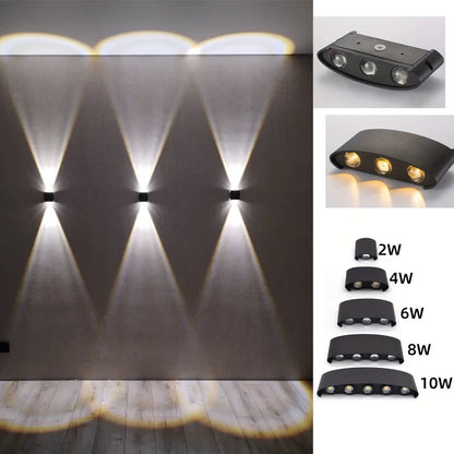 LED Wall Light Outdoor Indoor 2W 4W 6W 8W 10W AC85-265V Up Down White Black Modern Light For Home Garden Bedroom Corridor