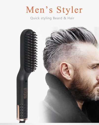 Electric Beard Heated Brush Kit Hair Straightener Straightening Men Quick Styler  Beard Comb Electric Comb For Hair