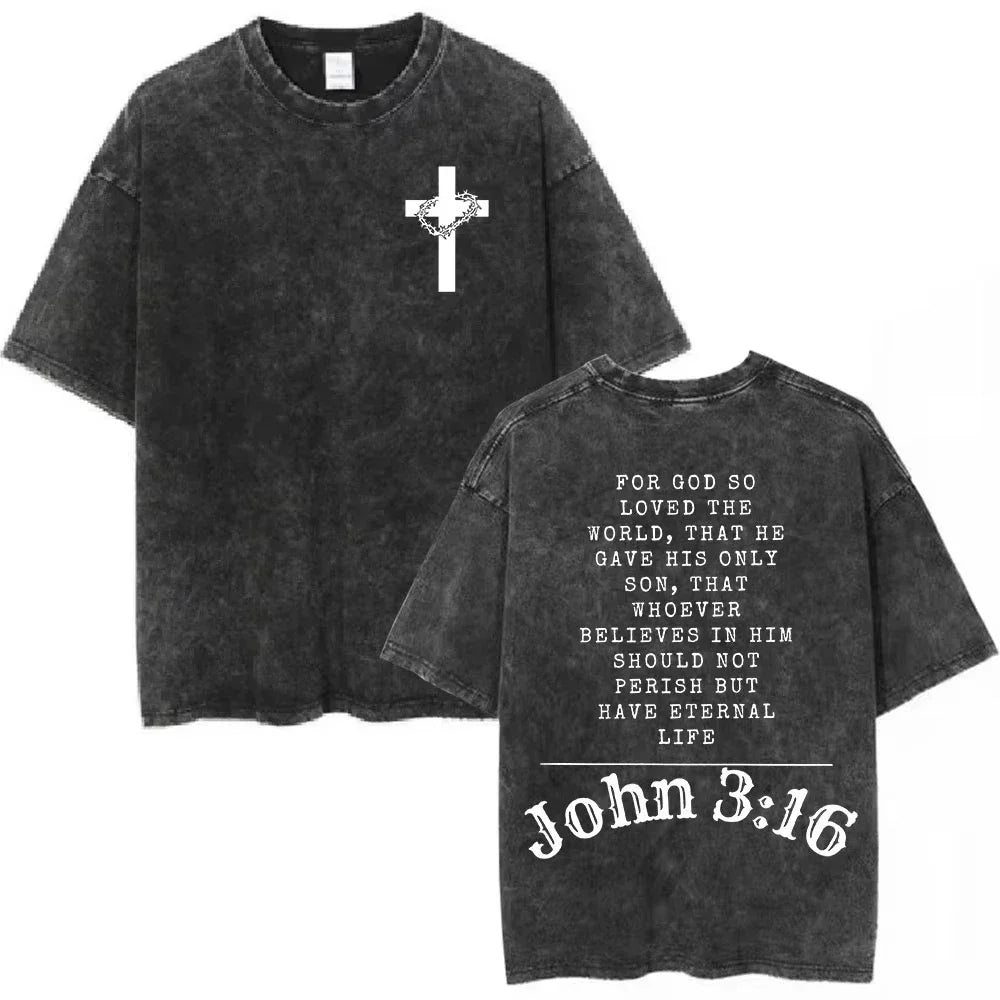 Salvation Jesus Paid It All Vintage Washed T Shirts Christian Bible Verse T-shirts Men Women Fashion Oversized Cotton Tshirts