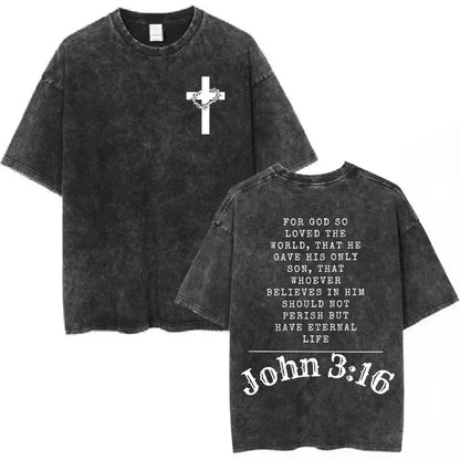 Salvation Jesus Paid It All Vintage Washed T Shirts Christian Bible Verse T-shirts Men Women Fashion Oversized Cotton Tshirts