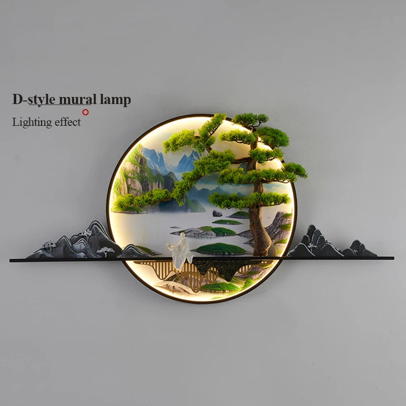 PLLY Modern Wall Picture Light Inside Creative Chinese Landscape Mural Sconces Lamp LED for Home Living Bedroom Study