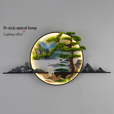 PLLY Modern Wall Picture Light Inside Creative Chinese Landscape Mural Sconces Lamp LED for Home Living Bedroom Study