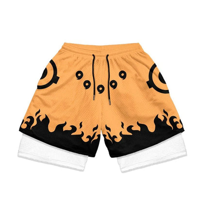 3D Print Anime Shorts Men Bilayer 2-In-1 Sports Shorts Fitness Basketball Shorts,Double-Layer Design Quick-Drying And Breathable