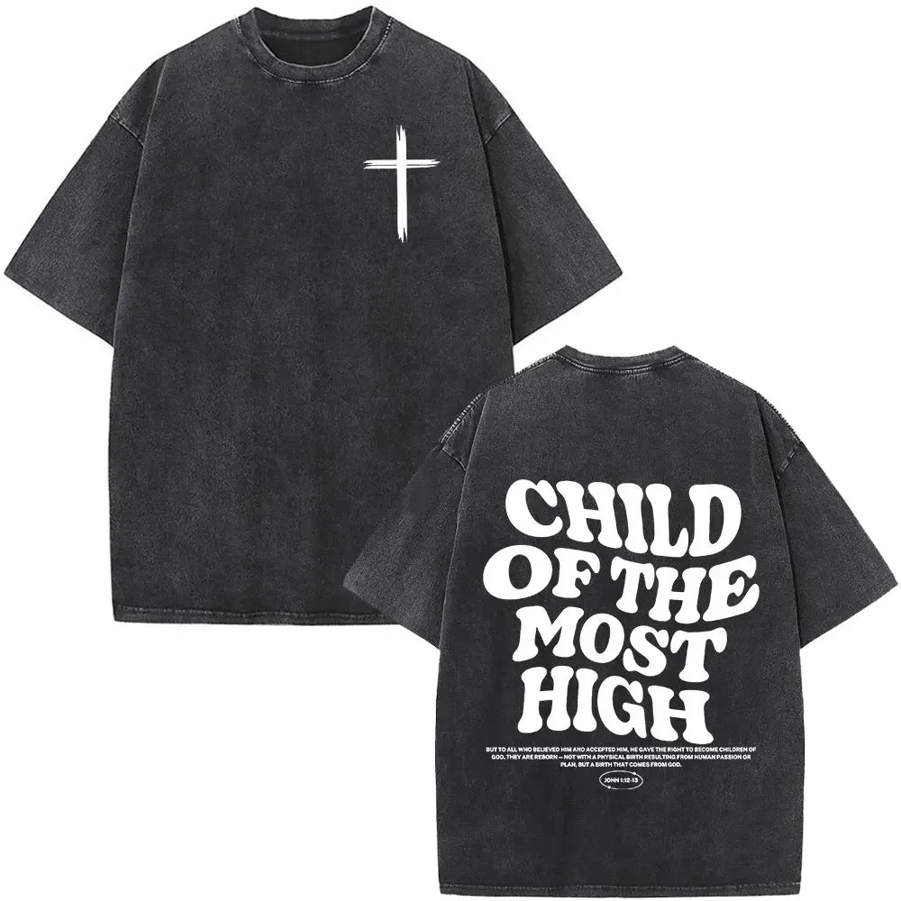 Christian Jesus Faith Over Fear Bible Verse Washed T-shirts Men Women Fashion Vintage Oversized T Shirts Harajuku Cotton T-shirt