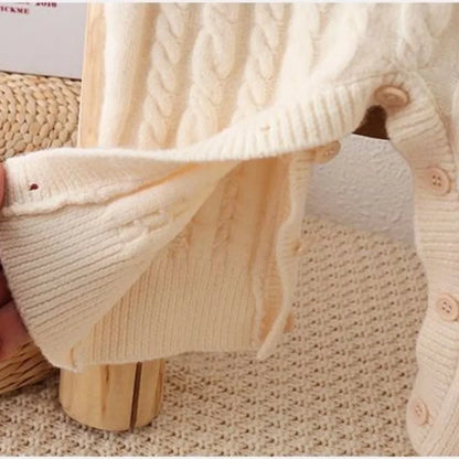 Toddler Baby Clothes Cable Romper 0-24M Newborn Boys Girls Warm Knitted Onesie Elastic Cuff Button Side Autumn Casual Jumpsuit
