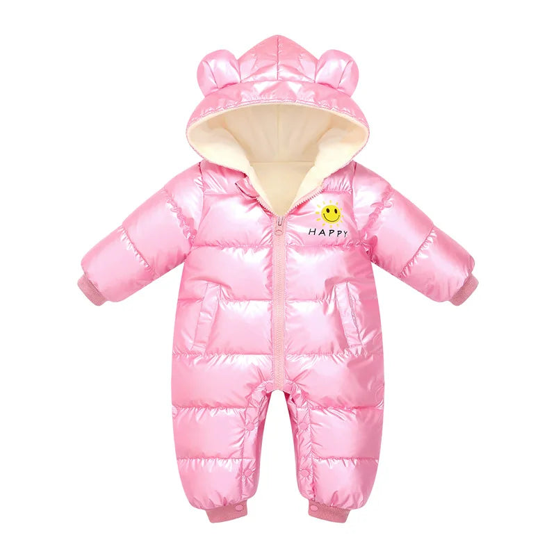 2025 Baby Winter Snowsuit Plus Velvet Waterproof No-wash Baby Boy Jumpsuit Newborn Romper Baby Girl Overalls Infant Coat Clothes