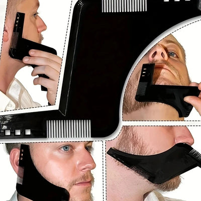 Men Black Plastic Moustache Moulding Comb Straighten Comb Cutter Beard Style Accessories  Anti Detangler Moulding Trimmer Ruler