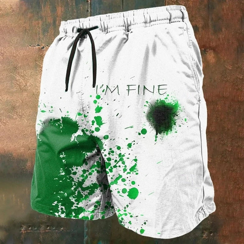 I'm Fine Blood Stains 3D Print Beach Shorts Men Women Horror Graphic Quick Dry Board Short Summer Personality Streetwear Y2k