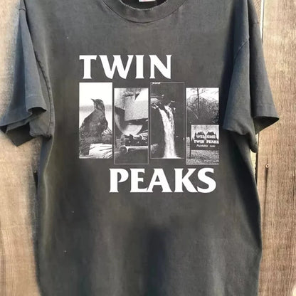 Remake Twin Peaks Basic Charcoal T Shirt Retro Style Classic Tee S-4XL Graphic Short Sleeve Shirt Unisex Men Women Summer