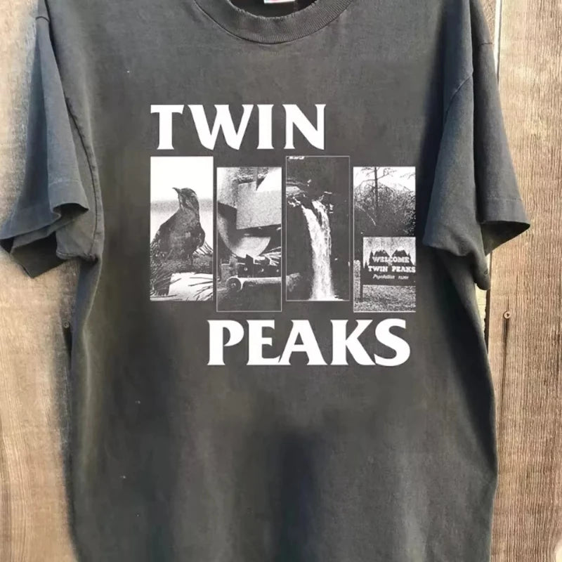 Remake Twin Peaks Basic Charcoal T Shirt Retro Style Classic Tee S-4XL Graphic Short Sleeve Shirt Unisex Men Women Summer