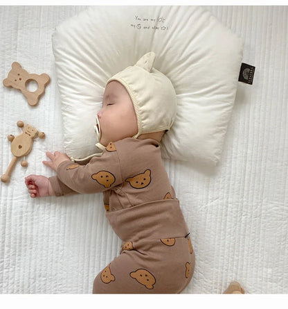 0-3Y High Waist Unisex Baby Pajama Suit Toddler Boys Cute Bear Sleep Wear Infant Pajama Girls Cartoon Print Night Wear