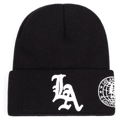 2025 New Men's LA Letter Side Embroidered Earth Knitted Hat Winter Warm Outdoor Sports Hat Soft Bean Hat Women's Casual Wool Hat