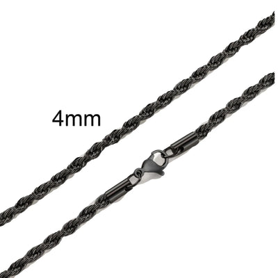 Ropes Long Necklace for Men Women,Stainless Steel Minimalist Twist Rope Chain Necklace,Punk Gold Silver Black Color 2 TO 5mm