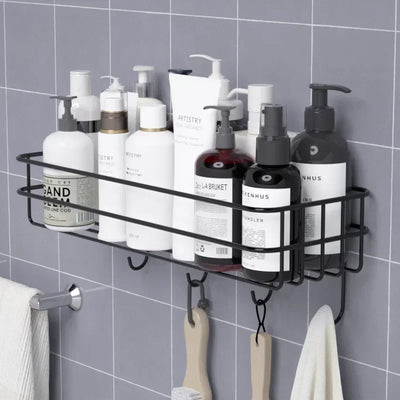 Japanese-style wrought iron bathroom shelf wall-mounted shower gel storage rack toilet free punch toiletry stand