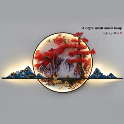 GISELLE Modern Picture Wall Light LED Chinese Creative Landscape Pine Mural Lamp For Home Living Room Study Bedroom Decor