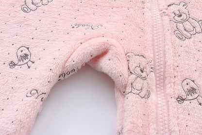 OLEKID 2025 Autumn Winter Newborn Baby overalls Plus Velvet Hooded Kids Baby Girl Rompers 0-1 Years Toddler Boy Jumpsuit Outfits