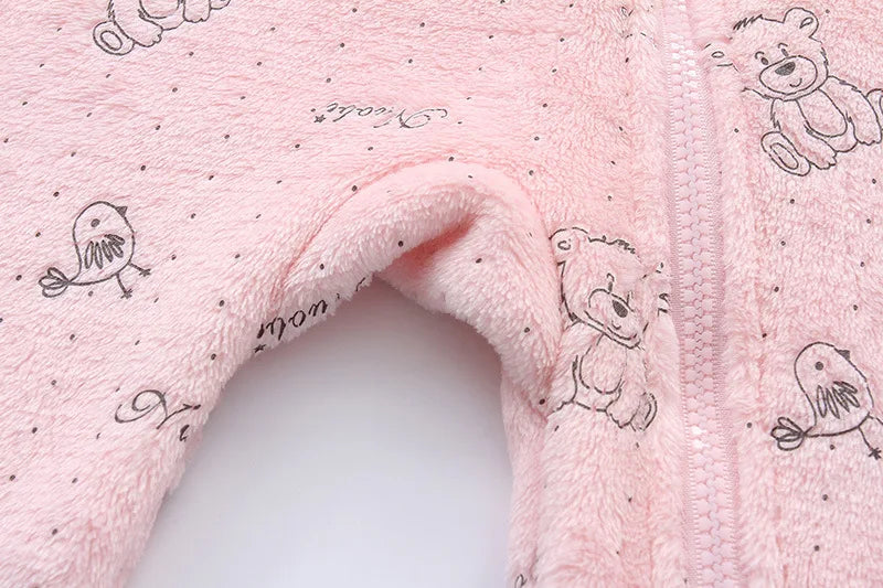 OLEKID 2025 Autumn Winter Newborn Baby overalls Plus Velvet Hooded Kids Baby Girl Rompers 0-1 Years Toddler Boy Jumpsuit Outfits