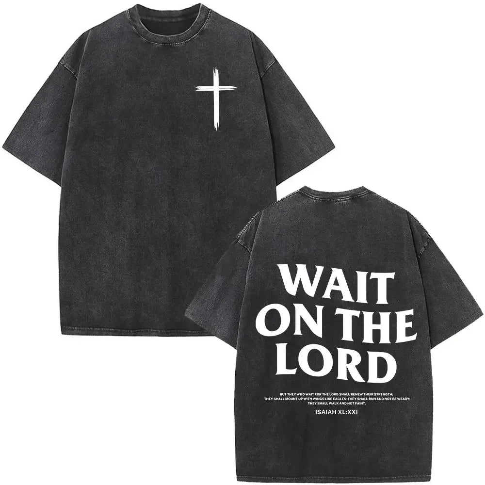 Christian Jesus Faith Over Fear Bible Verse Washed T-shirts Men Women Fashion Vintage Oversized T Shirts Harajuku Cotton T-shirt