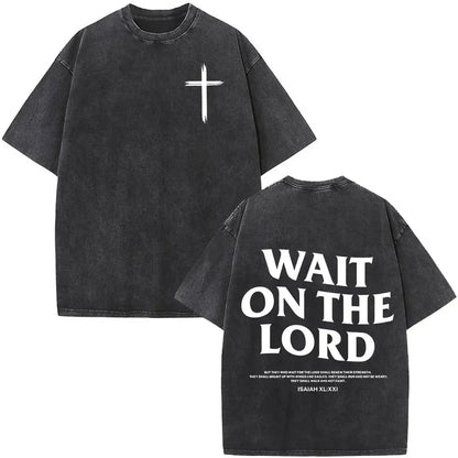 Christian Jesus Faith Over Fear Bible Verse Washed T-shirts Men Women Fashion Vintage Oversized T Shirts Harajuku Cotton T-shirt