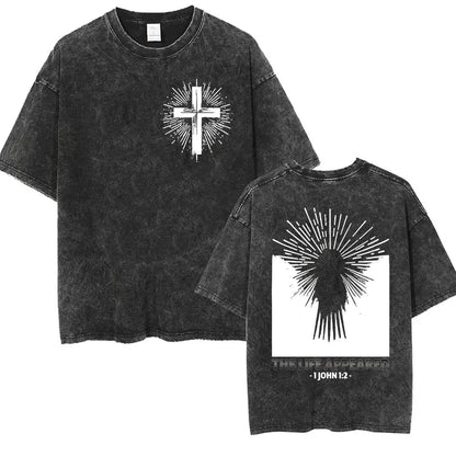 Vintage Washed Christian Aesthetic T Shirt Jesus Harajuku Fashion Short Sleeve T-shirts Men Women Casual O-Neck Clothing T-shirt