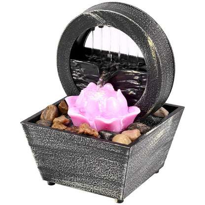 Tabletop Waterfall Home Decor Relaxation Meditation Desktop Fountain with Soft Lights Flowing Water Ornaments Mother's Day Gifts