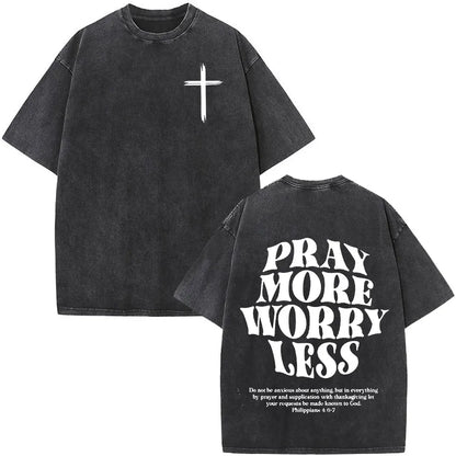 Christian Jesus Faith Over Fear Bible Verse Washed T-shirts Men Women Fashion Vintage Oversized T Shirts Harajuku Cotton T-shirt