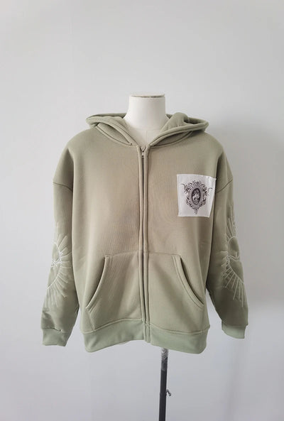 Juspinice Korean Fashion New Printed Hoodie Short Hoodie 2025 New Versatile Zipper Cardigan Jacket Male Clothing