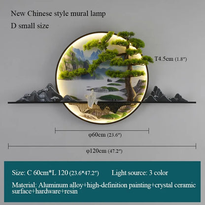PLLY Modern Wall Picture Light Inside Creative Chinese Landscape Mural Sconces Lamp LED for Home Living Bedroom Study