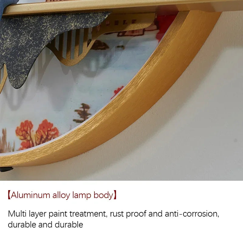 GISELLE Modern Picture Wall Light LED Chinese Creative Landscape Pine Mural Lamp For Home Living Room Study Bedroom Decor