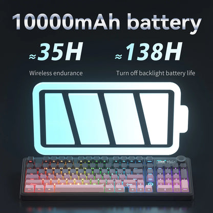 AJAZZ AK980 Mechanical Gaming keyboard, 2.9cm TFT Screen, Volume Knob, 98-Key Gasket Structure, RGB Lighting, Hot-Swappable PR4