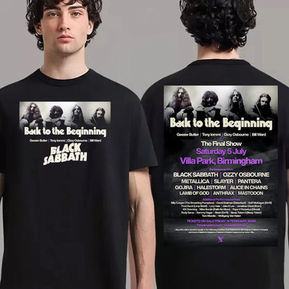 Black Sabbath and Ozzy Osbourne Back To The Beginning Merch Event Tee with Lineup Two Sided T-Shirt Ins Y2k New Brand New Style