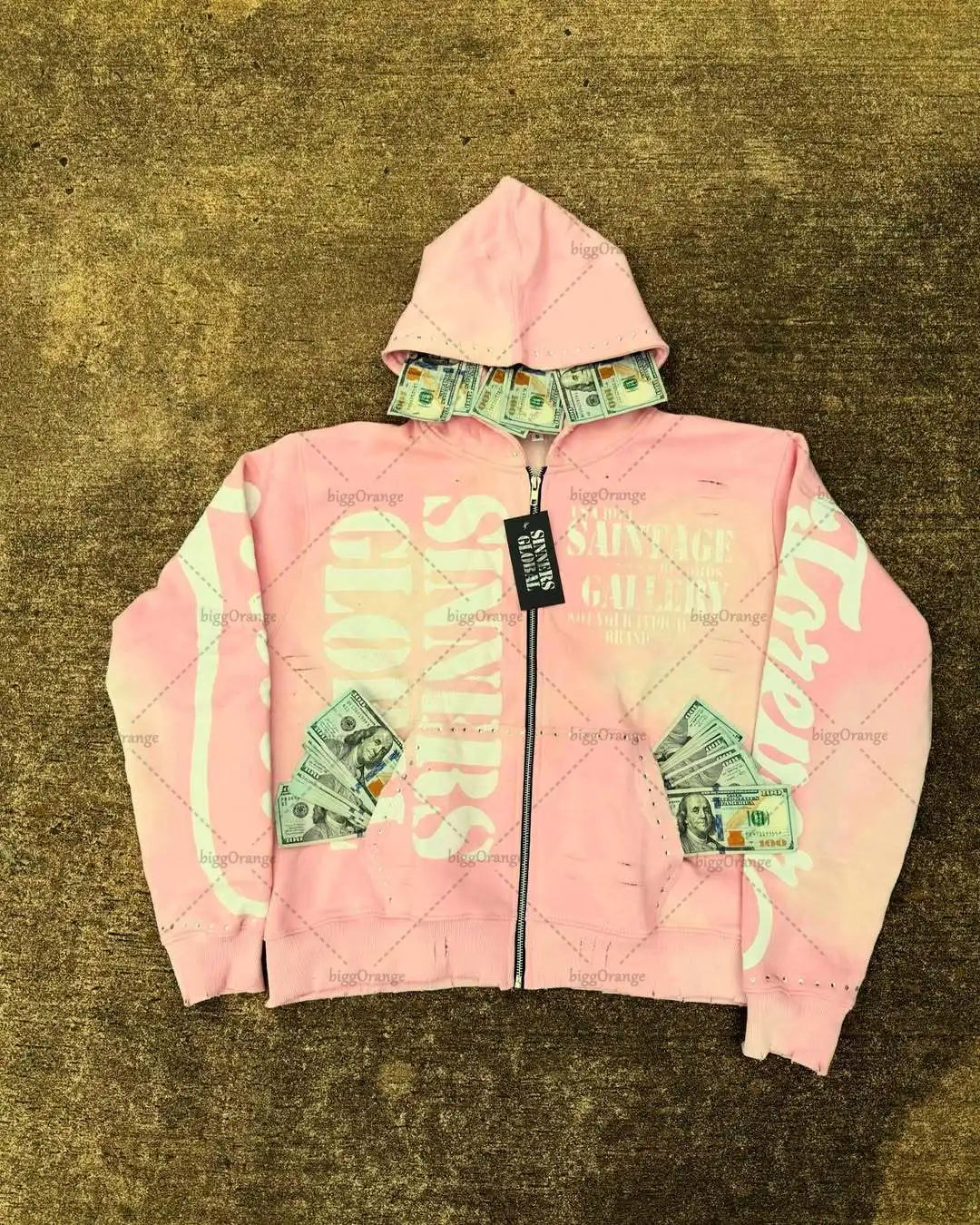 Casual Fashion Harajuku Letter Print Oversized Zipper Hoodie Men Y2K 2025 New American Hip-hop Rock Retro Loose Sweatshirt Women