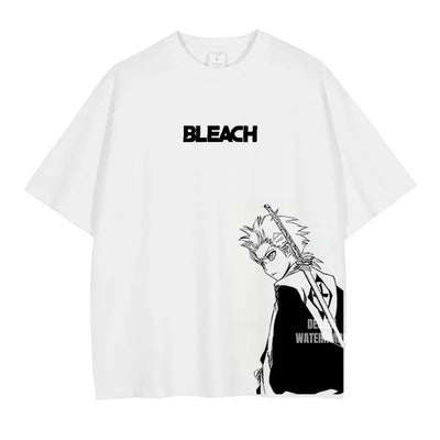 Anime Zaraki Kenpachi T Shirts Oversized Vintage Washed B-Bleach T-shirt Manga Kurosaki Ichigo T Shirt Renji Uryuu Tops Tees Man