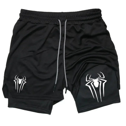 Men's  sports shorts,  spider print  compression shorts , informal, training, running, 2-in-1, Y2K order shipped directly
