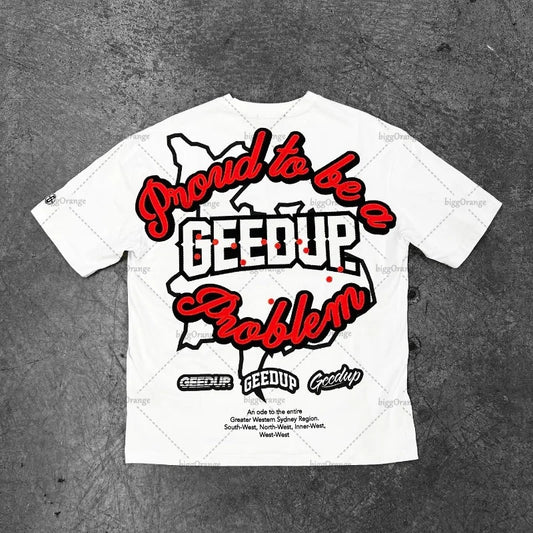 High Street Harajuku Letter Print Oversized T-shirt Men Hip Hop Retro Casual Streetwear Women Summer Cotton Round Collar Top