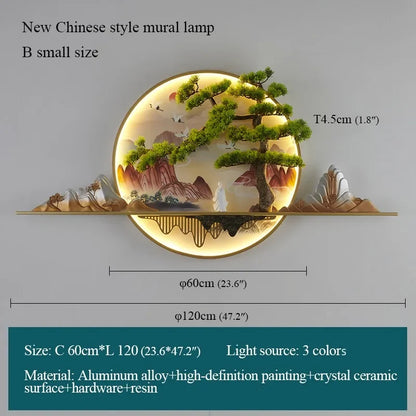 ANITA Modern LED Wall Picture Light Inside Creative Chinese Pine Landscape Mural Sconces Lamp for Home Living Bedroom Study