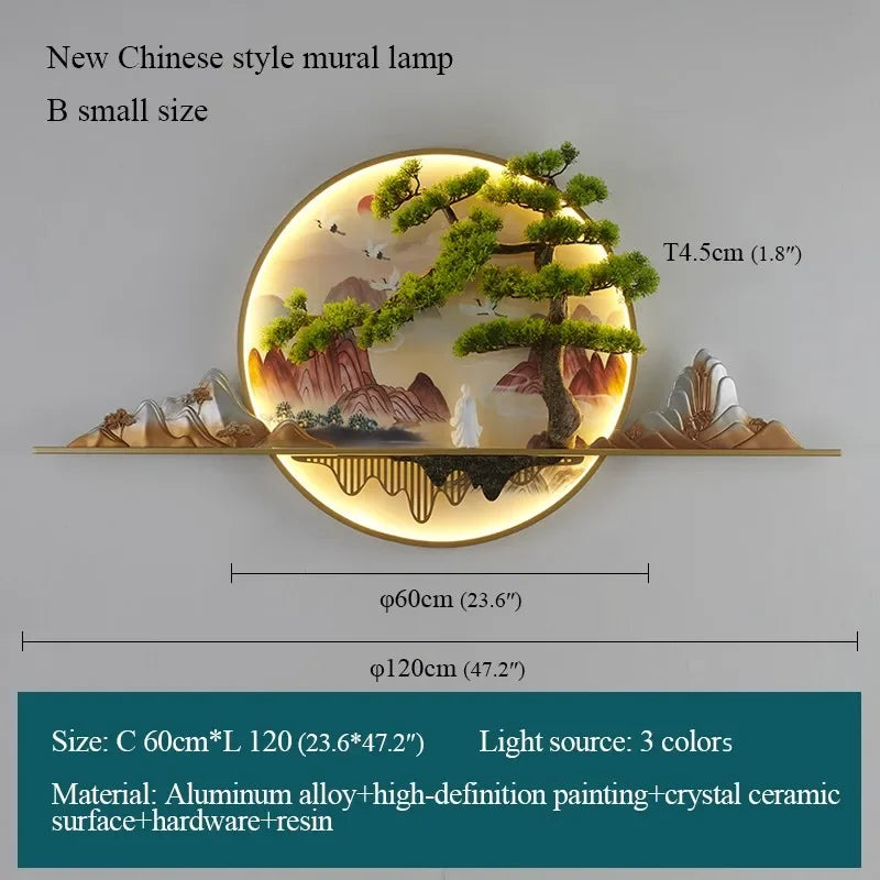 ANITA Modern LED Wall Picture Light Inside Creative Chinese Pine Landscape Mural Sconces Lamp for Home Living Bedroom Study