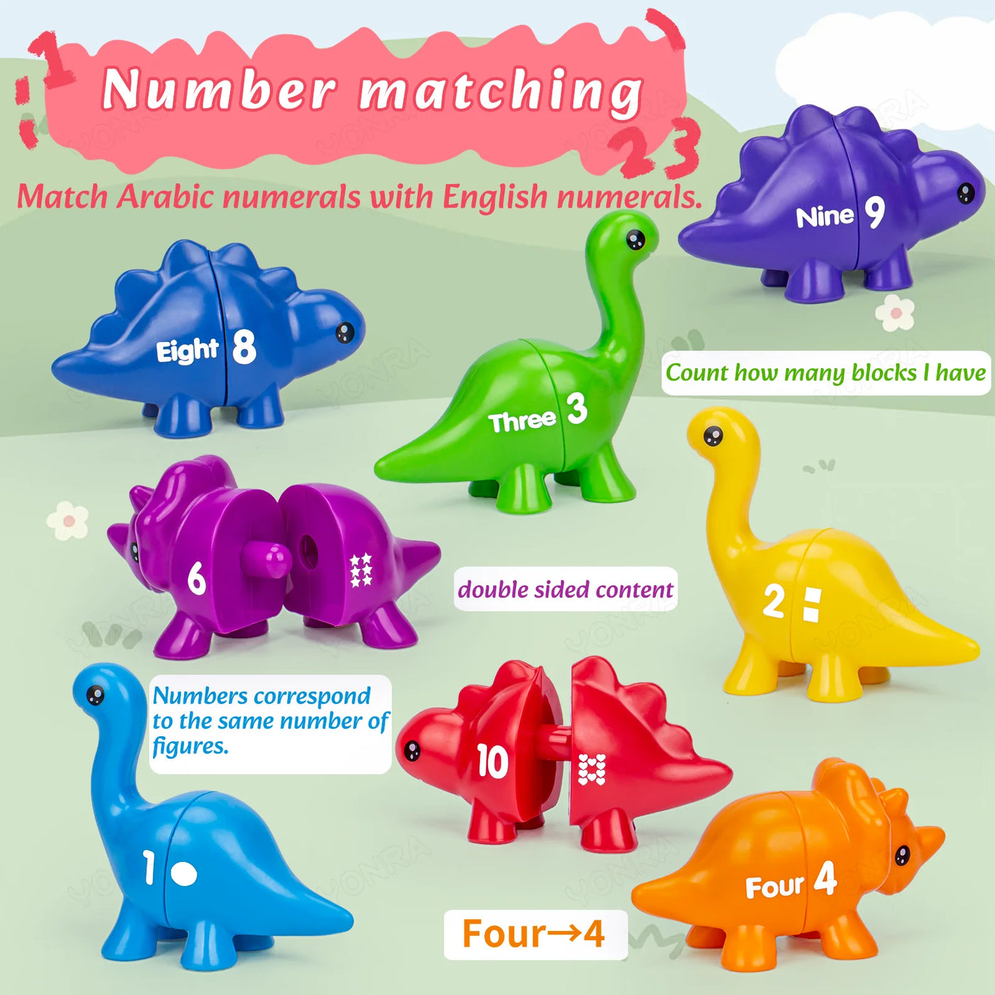 Matching Dinosaur Toy With storage bucket Montessori Toys for Kids Counting Learning Toys for Toddlers Children Development Game