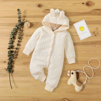 Autumn Winter Newborn Baby Romper Boys Girls Lovely Ears Hooded Long Sleeve Infant Bodysuit Warm Jumpsuit Toddler Girl Clothes