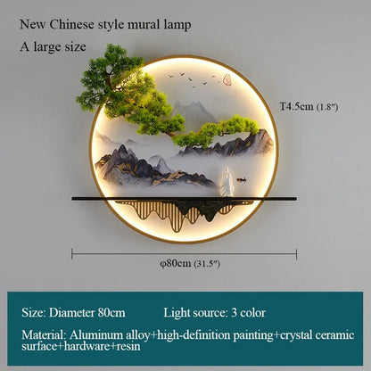 PLLY Modern Wall Picture Light Inside Creative Chinese Landscape Mural Sconces Lamp LED for Home Living Bedroom Study