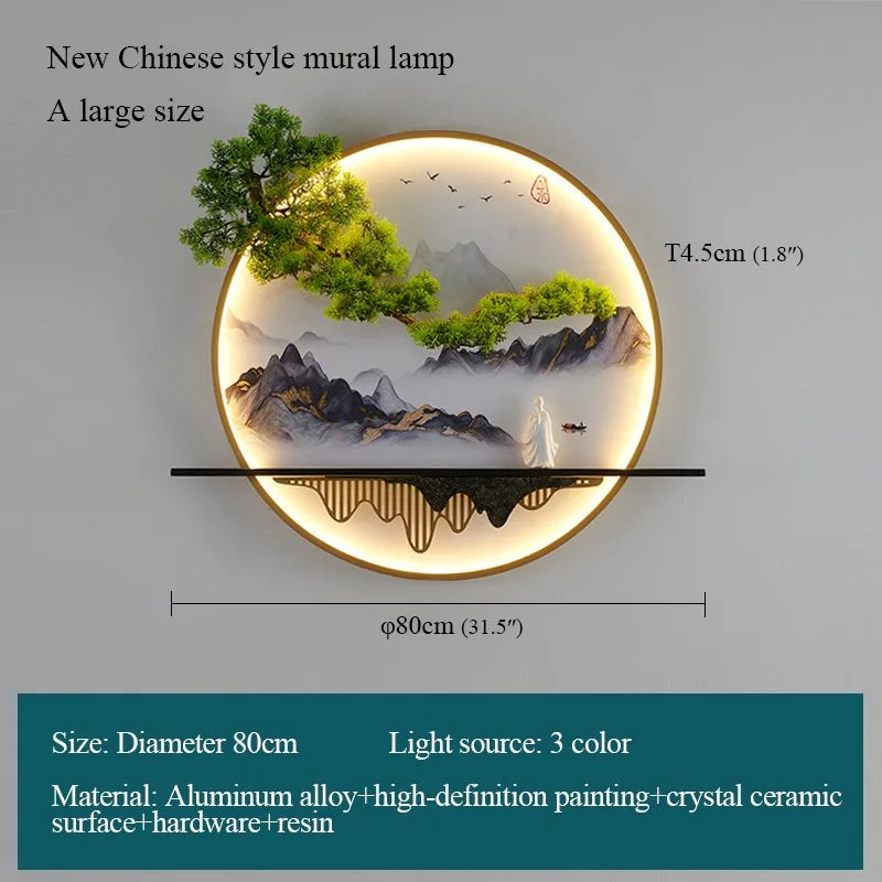 PLLY Modern Wall Picture Light Inside Creative Chinese Landscape Mural Sconces Lamp LED for Home Living Bedroom Study