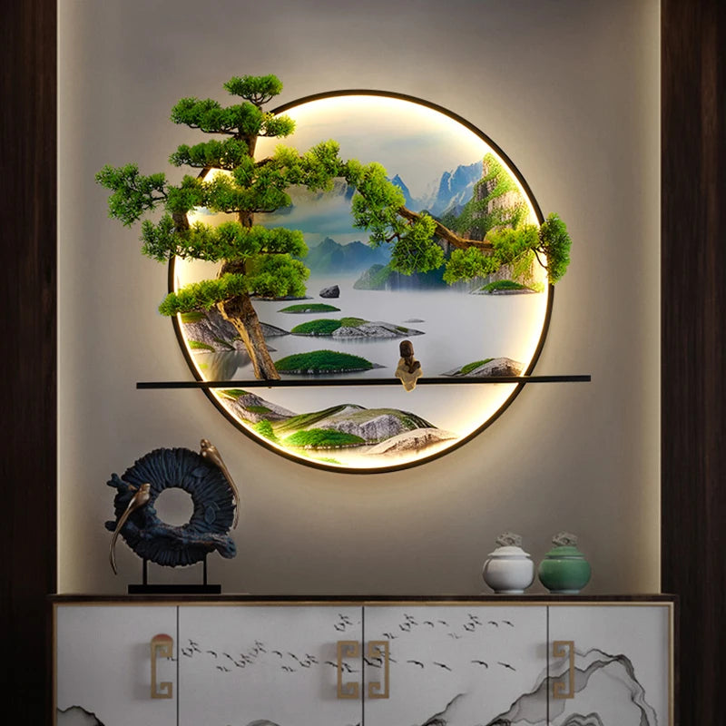 PLLY Modern Wall Picture Light Inside Creative Chinese Landscape Mural Sconces Lamp LED for Home Living Bedroom Study