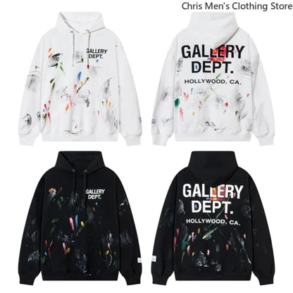 Autumn Trendy Men's Long Sleeve Thermal Hoodie Streetwear New High Street Loose Fleece Hoodie Letter Print Casual Sweatshirt