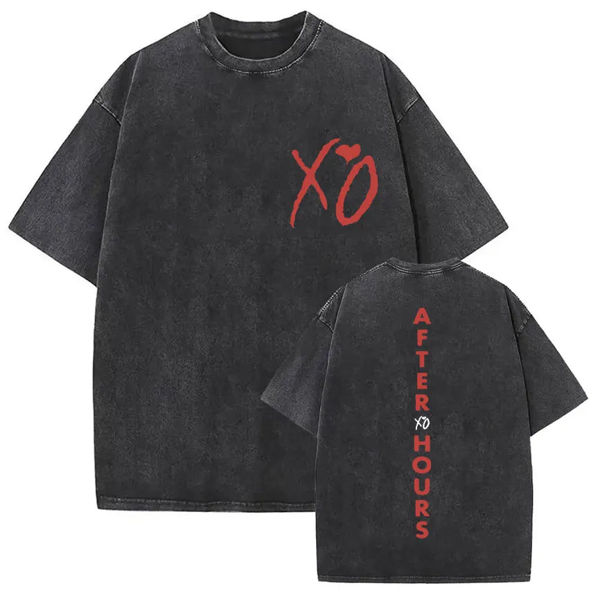 The Weeknd XO Tour 2025 Vintage Washed T Shirt Men's Women Pop Music Short Sleeve T-Shirts Rap Hip Hop Gothic Clothing T-shirts