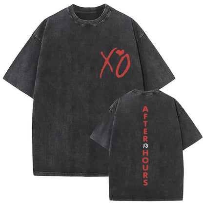 The Weeknd XO Tour 2025 Vintage Washed T Shirt Men's Women Pop Music Short Sleeve T-Shirts Rap Hip Hop Gothic Clothing T-shirts
