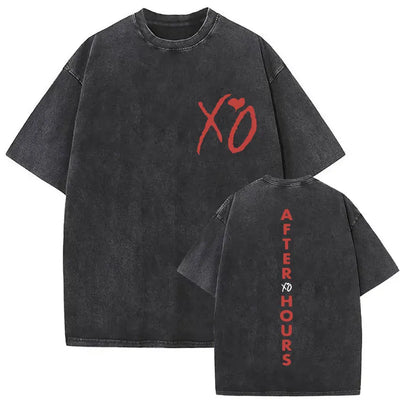 The Weeknd XO Tour 2025 Vintage Washed T Shirt Men's Women Pop Music Short Sleeve T-Shirts Rap Hip Hop Gothic Clothing T-shirts