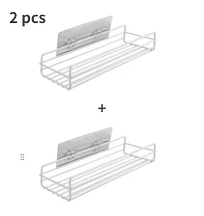 Japanese-style wrought iron bathroom shelf wall-mounted shower gel storage rack toilet free punch toiletry stand