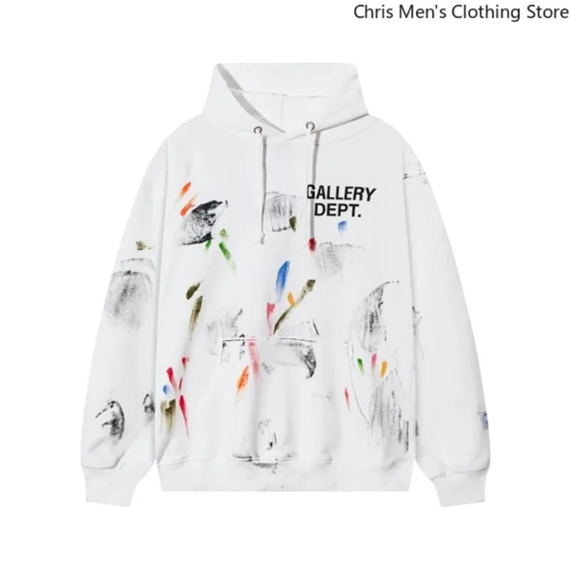 Autumn Trendy Men's Long Sleeve Thermal Hoodie Streetwear New High Street Loose Fleece Hoodie Letter Print Casual Sweatshirt