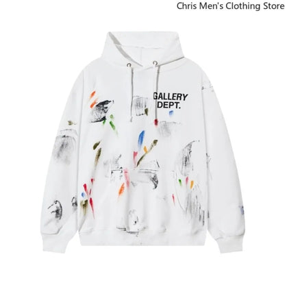 Autumn Trendy Men's Long Sleeve Thermal Hoodie Streetwear New High Street Loose Fleece Hoodie Letter Print Casual Sweatshirt